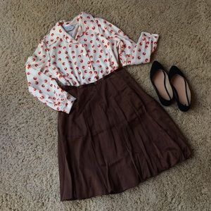 Vintage Max Azria Collection Brown Silk Skirt Size 4